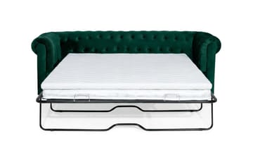 Chesterfield Lyx 3-sits Framåtbäddad Bäddsoffa med HVILA Bäddmadrass 140x200 cm Polyesterskum med Tvättbar klädsel - Grön - Products - Möbler - Soffa - Bäddsoffa - 3 sits bäddsoffa