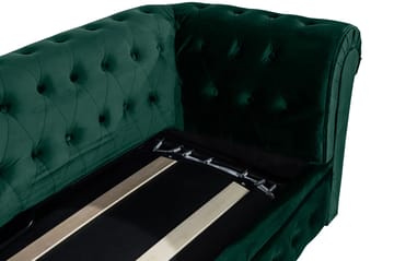 Chesterfield Lyx 3-sits Framåtbäddad Bäddsoffa med HVILA Bäddmadrass 140x200 cm Polyesterskum med Tvättbar klädsel - Grön - Products - Möbler - Soffa - Bäddsoffa - 3 sits bäddsoffa