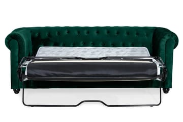Chesterfield Lyx 3-sits Framåtbäddad Bäddsoffa med HVILA Bäddmadrass 140x200 cm Polyesterskum med Tvättbar klädsel - Grön - Products - Möbler - Soffa - Bäddsoffa - 3 sits bäddsoffa