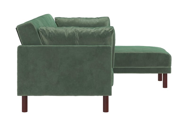 Clair 3-sits Bäddsoffa med Schäslong Ställbar Sammet/Grön/Tr - Dorel Home - Products - Möbler - Soffa - Bäddsoffa - Bäddsoffa längsbäddad