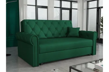 Denegal 2-sits liten bäddsoffa i Plysch - Grön - Products - Möbler - Soffa - Bäddsoffa - 2 sits bäddsoffa