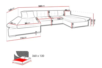 Dewitt 4-sits Hörnsoffa - Products - Möbler - Soffa - Bäddsoffa - U bäddsoffa