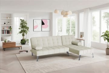 Divansoffa med bäddfunktion beige sammet - beige - Products - Möbler - Soffa - Bäddsoffa - Bäddsoffa divan