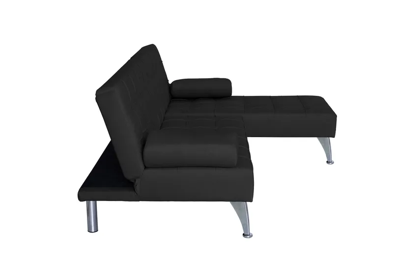 Divansoffa med bäddfunktion svart sammet - Neptun - svart - Products - Möbler - Soffa - Bäddsoffa - Bäddsoffa divan