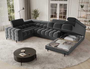Fectory 6-sits Bubblig Hörnbäddsoffa med Schäslong och förvaring Höger - Sola 06 - Products - Möbler - Soffa - Bäddsoffa - Hörnbäddsoffa
