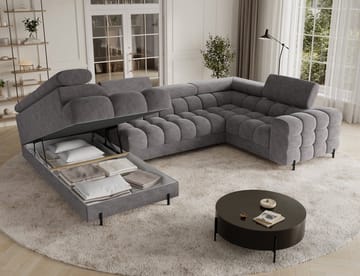 Fectory 6-sits Bubblig Hörnbäddsoffa med Schäslong och förvaring Vänster - Aura 04 - Products - Möbler - Soffa - Bäddsoffa - Hörnbäddsoffa
