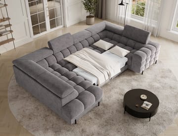 Fectory 6-sits Bubblig Hörnbäddsoffa med Schäslong och förvaring Vänster - Aura 04 - Products - Möbler - Soffa - Bäddsoffa - Hörnbäddsoffa