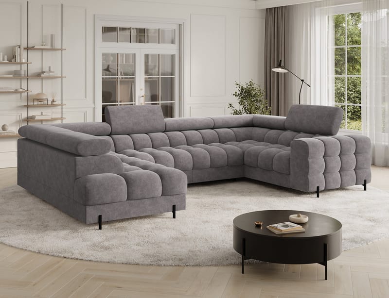 Fectory 6-sits Bubblig Hörnbäddsoffa med Schäslong och förvaring Vänster - Aura 04 - Products - Möbler - Soffa - Bäddsoffa - Hörnbäddsoffa