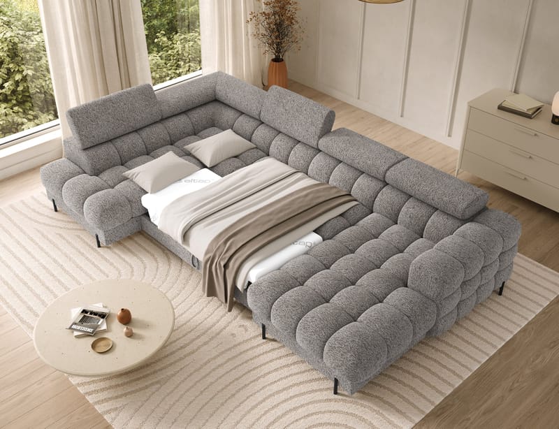 Feraria 6-sits Bubblig Bäddsoffa med Divan och Schäslong förvaring Vänster - Pellerito 20 - Products - Möbler - Soffa - Bäddsoffa - Hörnbäddsoffa
