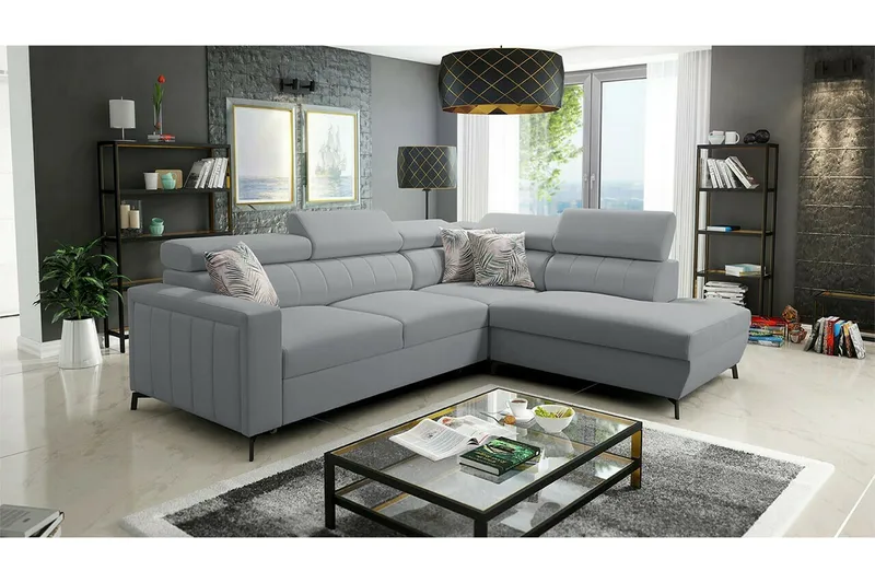 Galbally 3-sits Hörnbäddsoffa Grey/Light grey - Products - Möbler - Soffa - Bäddsoffa - Hörnbäddsoffa