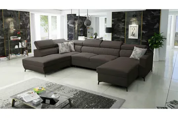 Galbally 5-sits Hörnbäddsoffa Dark brown - Products - Möbler - Soffa - Bäddsoffa - Hörnbäddsoffa