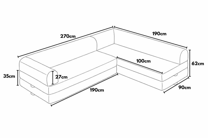Pento 4-sits Hörnbäddsoffa - Products - Möbler - Soffa - Bäddsoffa - Hörnbäddsoffa