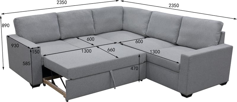 Hörnsoffa med bäddfunktion och förvaring - Grå - Products - Möbler - Soffa - Bäddsoffa - Hörnbäddsoffa
