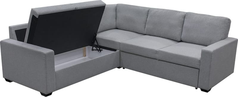 Hörnsoffa med bäddfunktion och förvaring - Grå - Products - Möbler - Soffa - Bäddsoffa - Hörnbäddsoffa