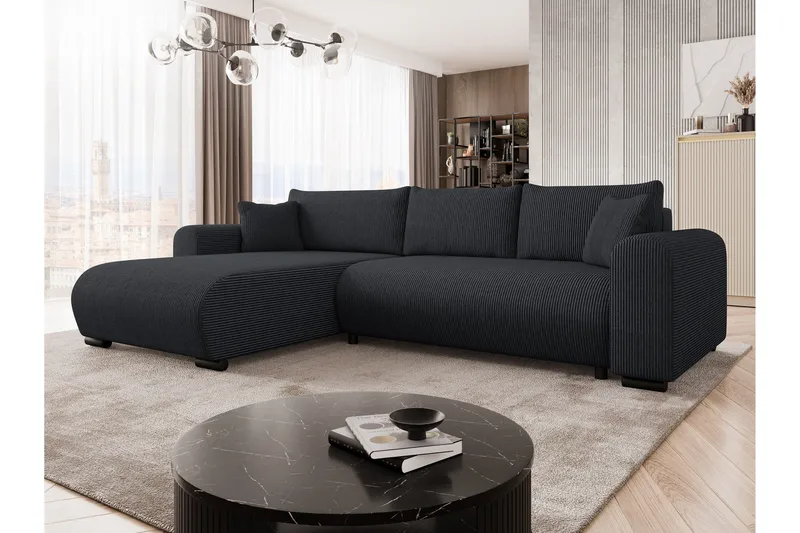 Handda Bäddsoffa med Divan 3-sits i Manchester - Svart - Products - Möbler - Soffa - Bäddsoffa - Bäddsoffa divan