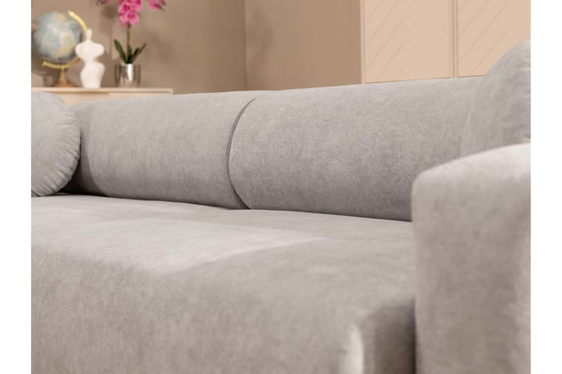 Hanish Bäddsoffa med Divan 3-sits - Grå - Products - Möbler - Soffa - Bäddsoffa - Bäddsoffa divan