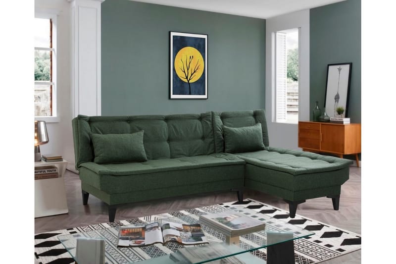 Hunterville Bäddsoffa m. Divan 4-sits - Grön - Products - Möbler - Soffa - Bäddsoffa - Bäddsoffa divan