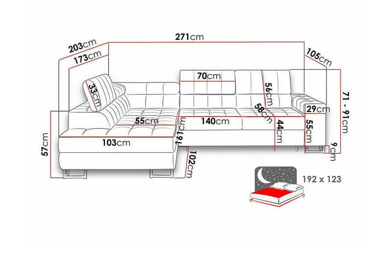 Kintore 3-sits Hörnbäddsoffa Dark Turquoise - Products - Möbler - Soffa - Bäddsoffa - Hörnbäddsoffa