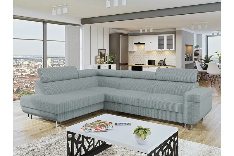 Kintore 3-sits Hörnbäddsoffa Ljusgrå - Products - Möbler - Soffa - Bäddsoffa - Hörnbäddsoffa