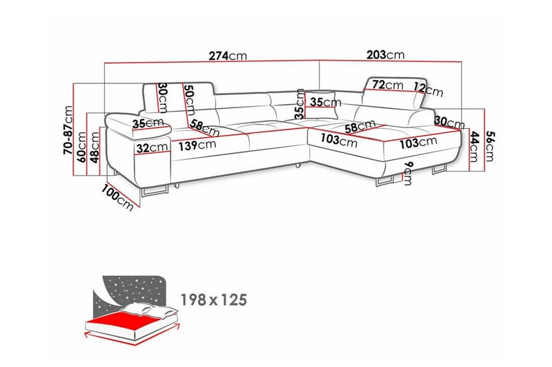 Kintore 3-sits Hörnbäddsoffa - Products - Möbler - Soffa - Bäddsoffa - Bäddsoffa längsbäddad