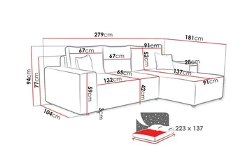 Knocklong 3-sits Hörnbäddsoffa - Ljusgrå - Products - Möbler - Soffa - Bäddsoffa - Hörnbäddsoffa