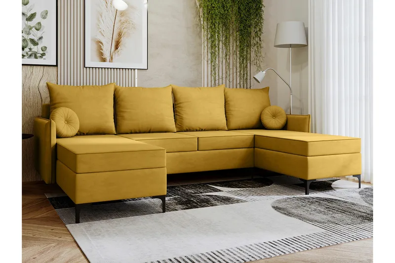 Knocklong 4-sits Hörnbäddsoffa - Gul - Products - Möbler - Soffa - Bäddsoffa - Hörnbäddsoffa