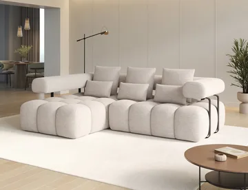Levvi 3-sits Bubblig Bäddsoffa med Divan Vänster - Bazalt 18 - Products - Möbler - Soffa - Bäddsoffa - Hörnbäddsoffa