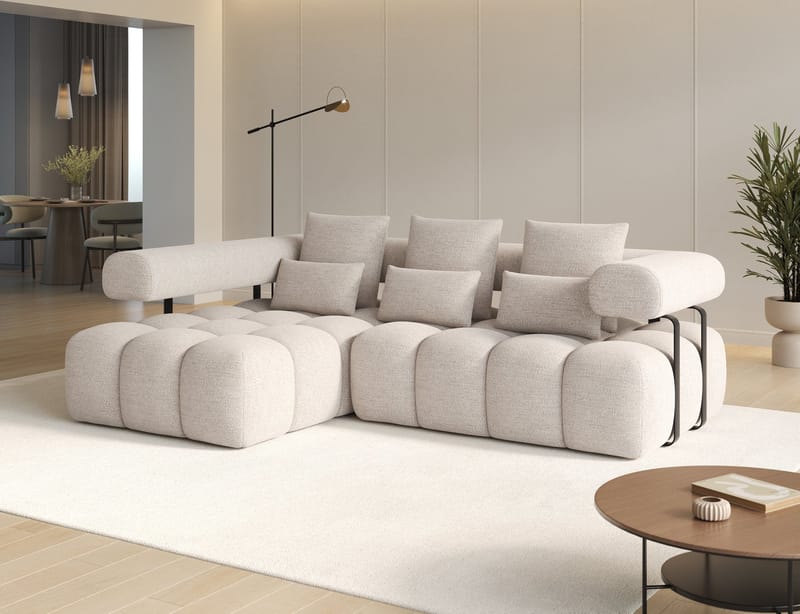 Levvi 3-sits Bubblig Bäddsoffa med Divan Vänster - Bazalt 18 - Products - Möbler - Soffa - Bäddsoffa - Hörnbäddsoffa