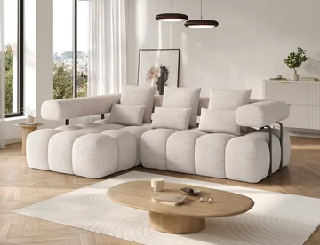 Levvi 3-sits Bubblig Bäddsoffa med Divan Vänster - Bazalt 18 - Products - Möbler - Soffa - Bäddsoffa - Hörnbäddsoffa