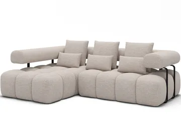 Levvi 3-sits Bubblig Bäddsoffa med Divan Vänster - Bazalt 18 - Products - Möbler - Soffa - Bäddsoffa - Hörnbäddsoffa