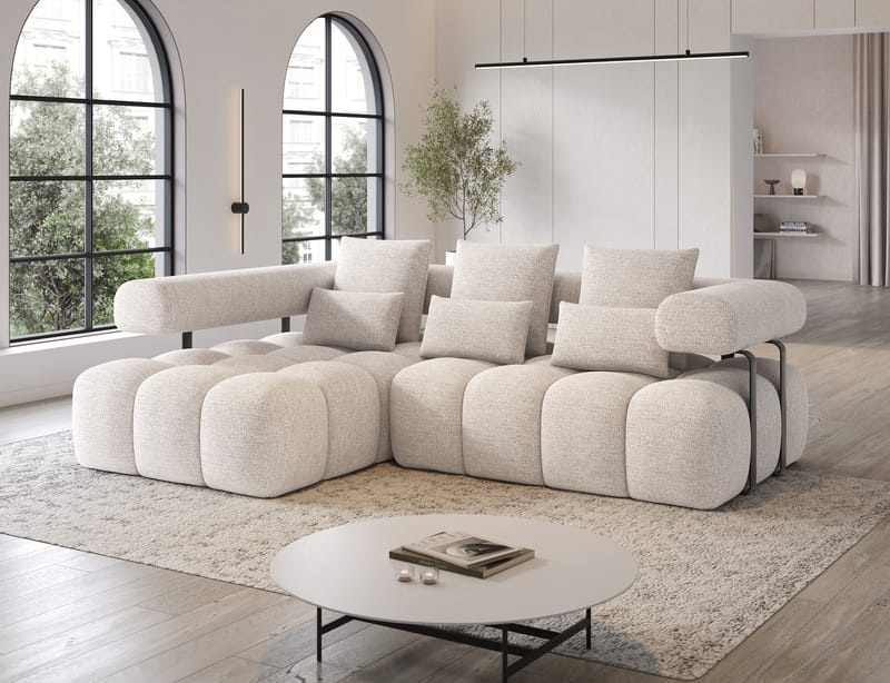 Levvi 3-sits Bubblig Bäddsoffa med Divan Vänster - Bazalt 18 - Products - Möbler - Soffa - Bäddsoffa - Hörnbäddsoffa