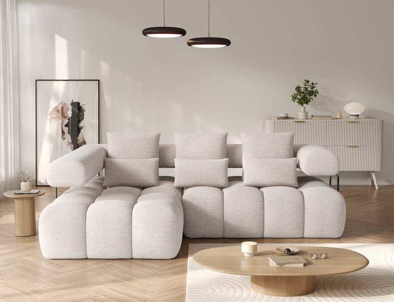 Levvi 3-sits Bubblig Bäddsoffa med Divan Vänster - Bazalt 18 - Products - Möbler - Soffa - Bäddsoffa - Hörnbäddsoffa