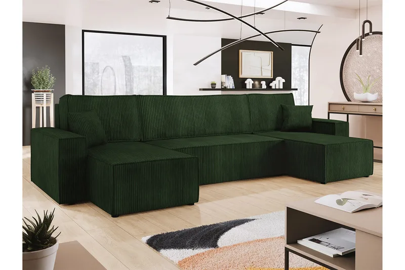 Magston 4-sits Hörnbäddsoffa - Grön - Products - Möbler - Soffa - Bäddsoffa - U bäddsoffa