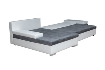 Naoma 3-sits Bäddsoffa med Divan L-formad Höger med Förvarin - Sammet/Grå - Products - Möbler - Soffa - Bäddsoffa - Bäddsoffa divan
