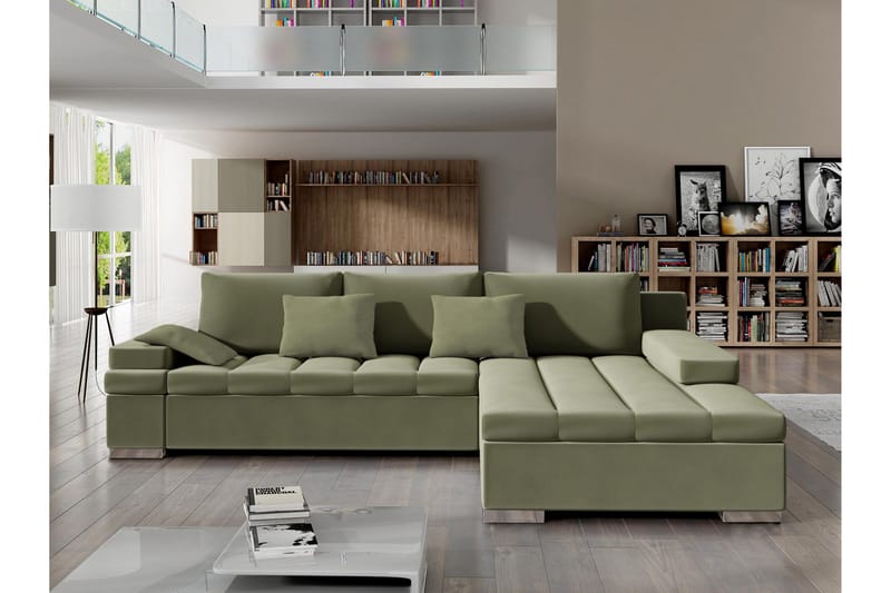 Naoma Bäddsoffa m. Divan 3-sits - Grön - Products - Möbler - Soffa - Bäddsoffa - Bäddsoffa divan