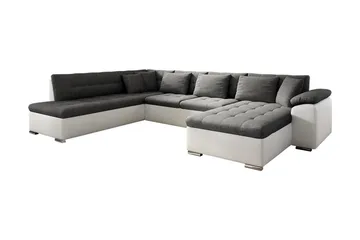 Niko U-Bäddsoffa 350x205x76 cm Divan Höger - Vit/Grå - Products - Möbler - Soffa - Bäddsoffa - Bäddsoffa längsbäddad