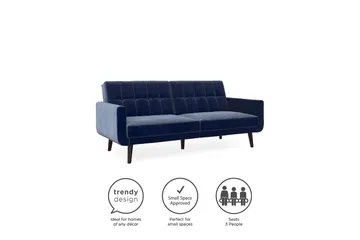 Nola 3-sits Bäddsoffa Sammet/Blå - Dorel Home - Products - Möbler - Soffa - Bäddsoffa - 3 sits bäddsoffa