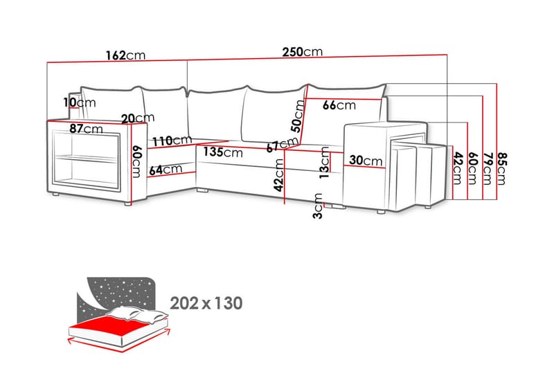 Roma M Hörnbäddsoffa - Brun - Products - Möbler - Soffa - Bäddsoffa - Hörnbäddsoffa