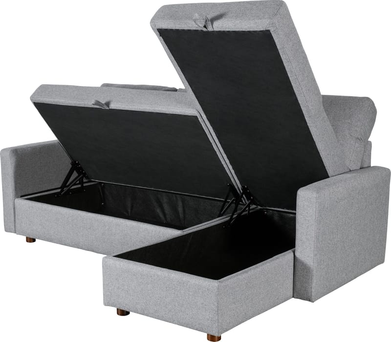 Soffa med förvaring grå 214 cm bred - Grå - Products - Möbler - Soffa - Bäddsoffa - Bäddsoffa divan