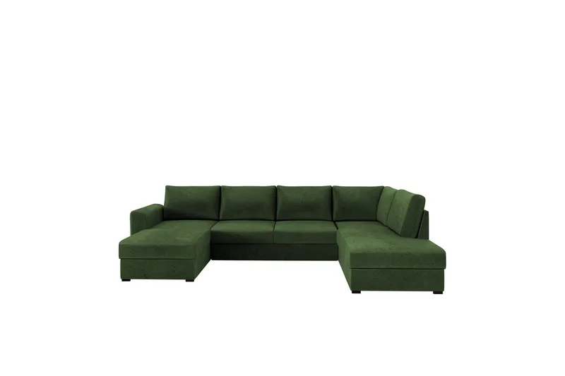 Taberk Bäddsoffa med Divan och Schäslong 4-sits i Chenille - Grön - Products - Möbler - Soffa - Bäddsoffa - Bäddsoffa divan