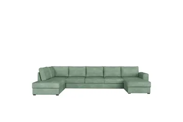 Taberk Bäddsoffa med Divan och Schäslong 5-sits i Bouclé - Grön - Products - Möbler - Soffa - Bäddsoffa - Bäddsoffa divan