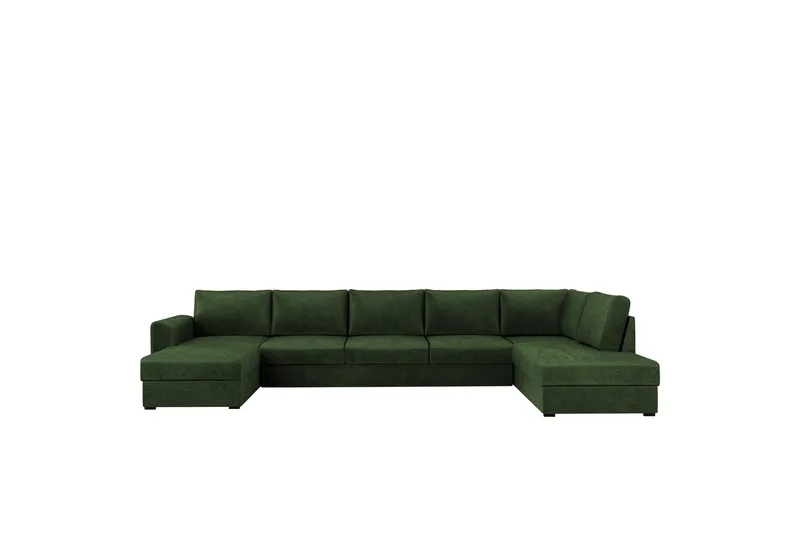 Taberk Bäddsoffa med Divan och Schäslong 5-sits i Chenille - Grön - Products - Möbler - Soffa - Bäddsoffa - Bäddsoffa divan