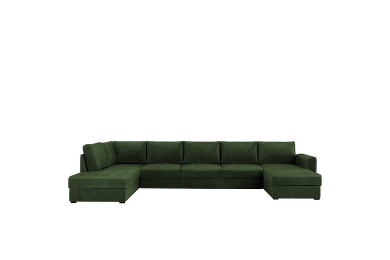 Taberk Bäddsoffa med Divan och Schäslong 5-sits i Chenille - Grön - Products - Möbler - Soffa - Bäddsoffa - Bäddsoffa divan