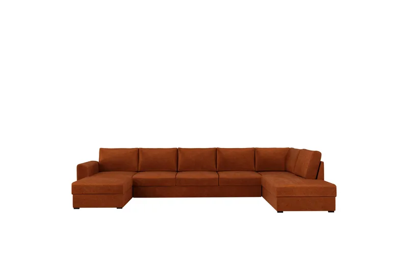 Taberk Bäddsoffa med Divan och Schäslong 5-sits i Chenille - Orange - Products - Möbler - Soffa - Bäddsoffa - Bäddsoffa divan