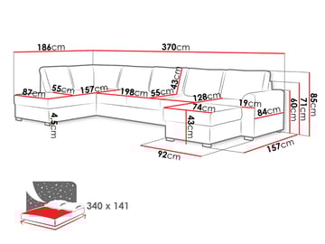Taberk Large 6-sits U-Soffa med Divan Höger - Products - Möbler - Soffa - Bäddsoffa - Hörnbäddsoffa