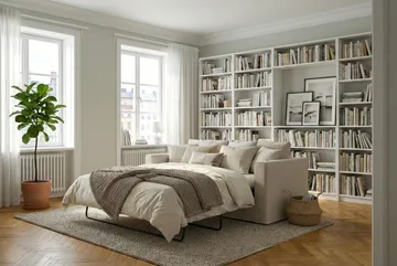 Travstad 3-sits Bäddsoffa i Chenille frammåtbäddad - Beige - Products - Möbler - Soffa - Bäddsoffa - 3 sits bäddsoffa