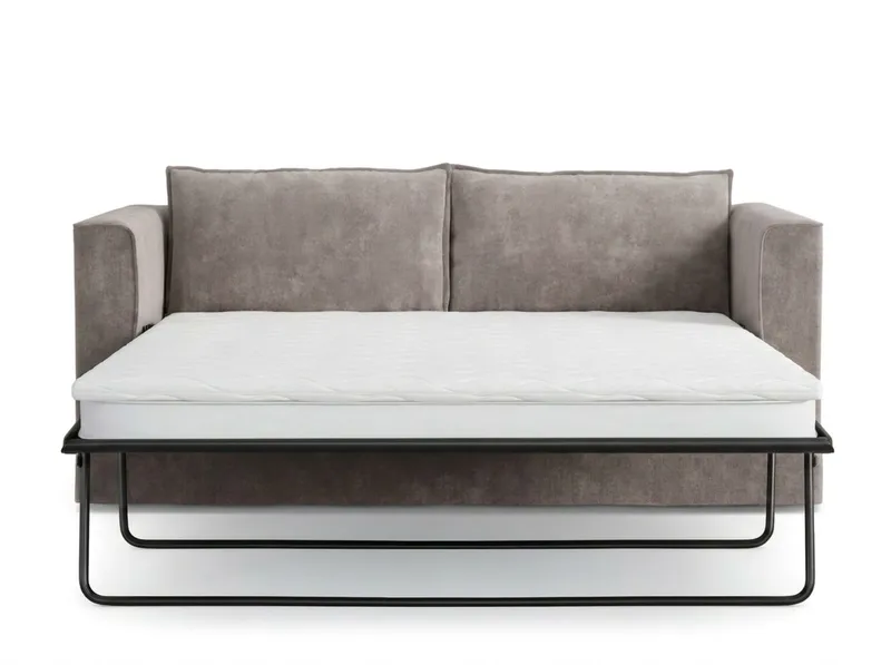 Travstad 3-sits Bäddsoffa med HVILA Bäddmadrass 140x200 cm Polyesterskum med Tvättbar klädsel - Grå - Products - Möbler - Soffa - Bäddsoffa - 3 sits bäddsoffa