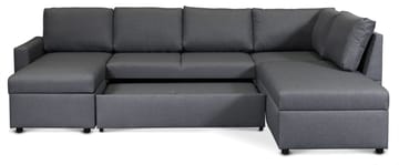 U soffa bäddsoffa grå med förvaring - Mörkgrå - Products - Möbler - Soffa - Bäddsoffa - Bäddsoffa divan