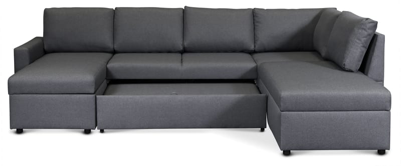 U soffa bäddsoffa grå med förvaring - Mörkgrå - Products - Möbler - Soffa - Bäddsoffa - Bäddsoffa divan