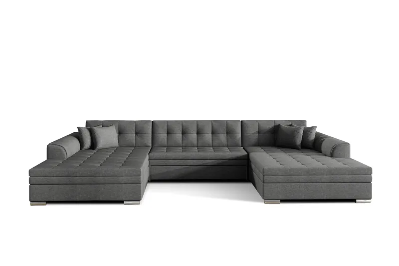 Ventolia Stor U-formad Hörnbäddsoffa, Grå